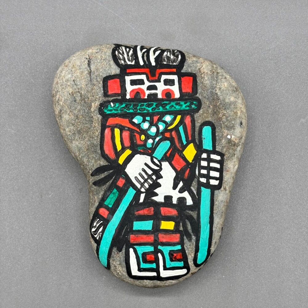 Antelope Kachina Painted Stone Signed M Stark Native American Hopi Style Art 3"
